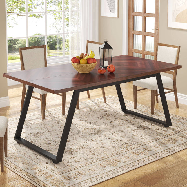 Dining Table, 63-Inch Rectangle Kitchen Dinner Table