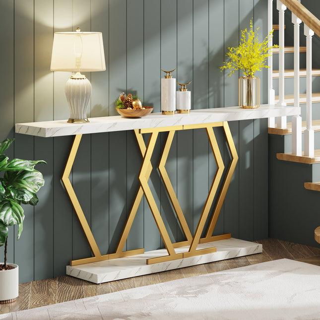 Tribesigns Console Table, Modern 70.9-Inch Sofa Table with Faux Marble Tabletop Tribesigns