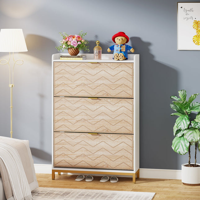 Tribesigns Shoe Cabinet, Freestanding Shoe Rack Organizer with 3 Flip Drawers Tribesigns