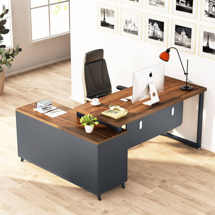 L Shaped desk with drawers