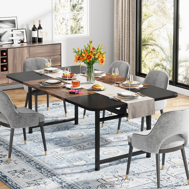 Tribesigns Dining Table, Industrial Rectangle Kitchen Table for 6-8 People Tribesigns, 3