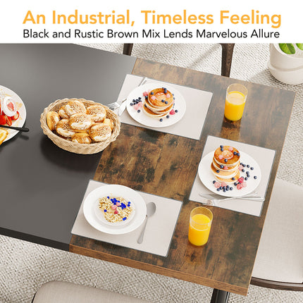 Tribesigns - Rectangle Dining Table, Industrial Breakfast Dinner Table for 6-8 people
