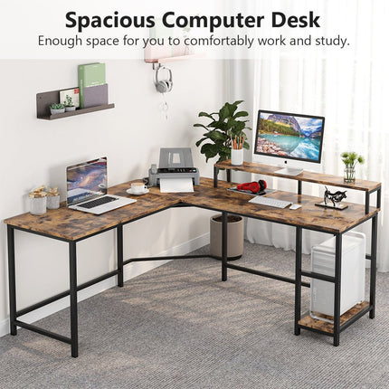 Tribesigns L-Shaped Desk, Corner Computer Desk with Monitor Stand Tribesigns, 3