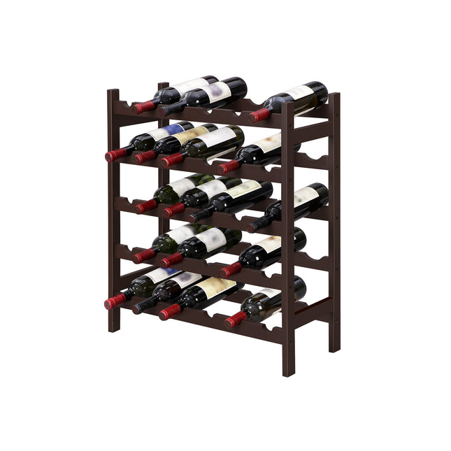 SONGMICS - Bamboo Wine Rack, 5-Tier Storage Shelf, Holds 30 Bottles, Freestanding Display Stand Shelves, Wobble-Free, Espresso