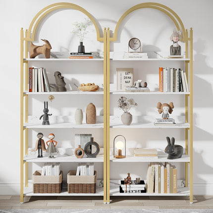 Tribesigns Bookshelf, 72.44" Arched Etagere Bookcase 5-Tier Shelves Tribesigns, 5