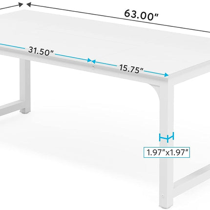 Modern Computer Desk, 63 x 31.5 inch, Large, Executive Office Desk, Computer Table, Study Writing Desk, White, Tribesigns, 7