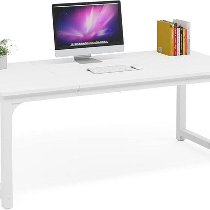 Modern Computer Desk, 63 x 31.5 inch, Large, Executive Office Desk, Computer Table, Study Writing Desk, White, Tribesigns, 4