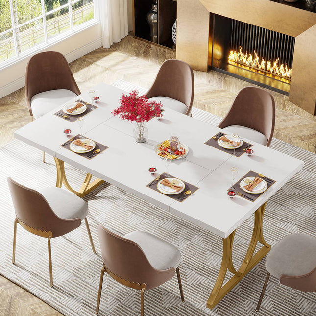 Tribesigns Dining Table, Modern Rectangle Kitchen Table Dinner Table for 6 People Tribesigns, 3