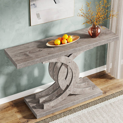 Tribesigns - Console Table, 39" Farmhouse Entryway Table with Geometric Base, 5