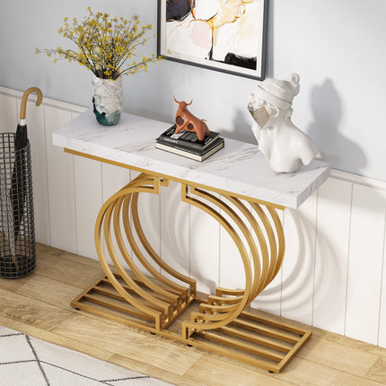 Tribesigns Console Table, 40 inch Entryway Sofa Table with Gold Base Tribesigns, 3