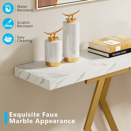 Tribesigns Console Table, Modern 70.9" Sofa Table with Faux Marble Tabletop Tribesigns, 4