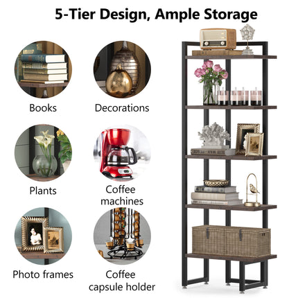 Tribesigns Industrial Shelf, 5 Tier Corner Bookshelf Storage Rack Tribesigns, 5