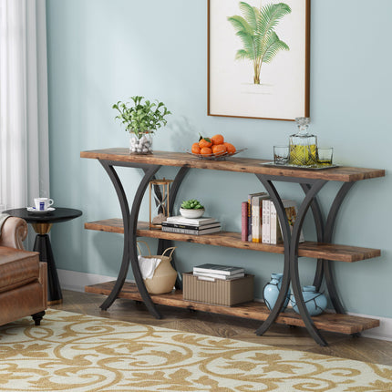 Console Table, 70.9", Entryway Table, Sofa Table, Industrial Entryway Sofa Table with 3-Tier Shelves, Tribesigns, 3