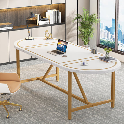 Tribesigns Executive Desk, 70.8-Inch Modern Conference Table Computer Desk Tribesigns, 4