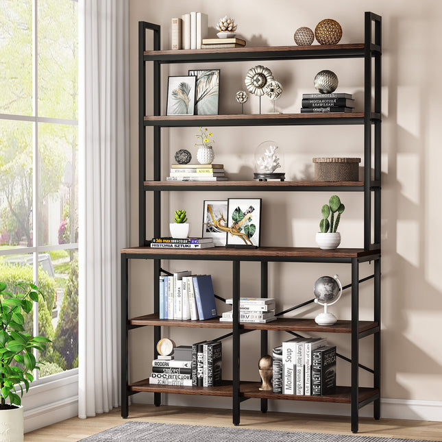 Bookshelf, 6-Tier Standing Etagere Bookcase Storage Rack