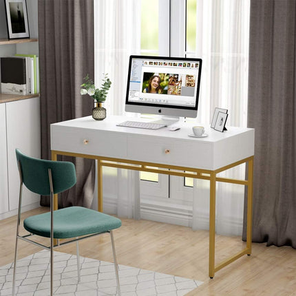 Computer Desk for Bedroom, Modern Computer Desk, Makeup Vanity Console Table, White Bedroom Table, Tribesigns 1
