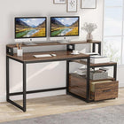 Computer Desk, with Storage Shelves and File Drawer, 60 inch, Home Office Desk, Study Desk, Computer Table, Tribesigns, 1