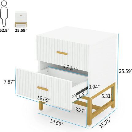 Tribesigns Nightstand, Modern Bed Side Table with 2-Drawer, White Tribesigns, 7