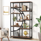 Freestanding Bookshelf, 68.9-Inch Etagere Bookcase with 9 Open Shelves, Rustic Brown Black, Tribesigns