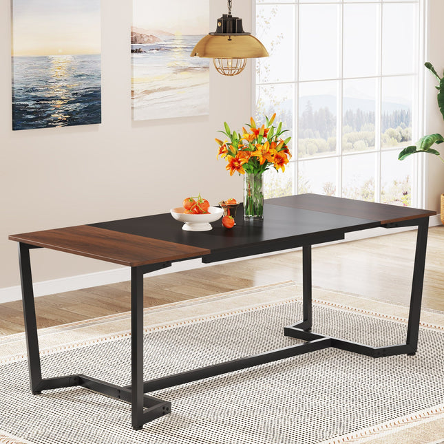 Dining Table, 71" Rectangular Kitchen Table Dining Room Table