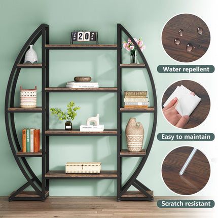 Tribesigns Bookshelf, Oval Triple Wide Etagere Bookcases Industrial Display Shelves Tribesigns, 4