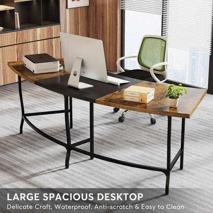 Computer Desk, 71-Inch, Executive Desk, with Arc-Shaped Tabletop, Modern Computer Desk,  Tribesigns, 2