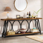Console Table, 70.9-Inch Industrial Sofa Table Behind Couch with 2-Tier Shelves Tribesigns, Rustic Brown