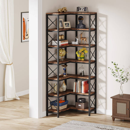Tribesigns Corner Bookshelf, 7-Tier Tall Corner Bookcase Storage Display Rack Tribesigns, 4