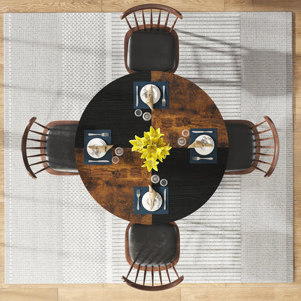 Dining Table, Round Dining Table, 47", Dining Table with Storage, Rustic Brown, Tribesigns, 3