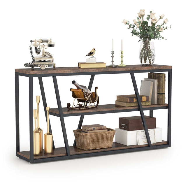 Console Table, 59.1-Inch, Console Table for Entryway, 3-Tier Console Table, Industrial Entryway Table, Tribesigns, 2