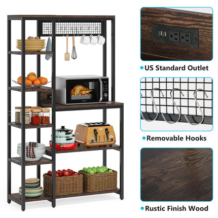 Tribesigns - 8-Tier Kitchen Baker's Rack with Power Outlets. 6 hooks