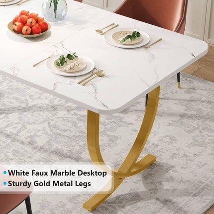 Tribesigns Dining Table, 63" Modern Kitchen Table with Faux Marble Table Top Tribesigns, 5