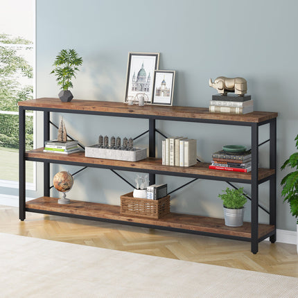 Tribesigns - Sofa Table, 3 Tiers TV Stand Console Table, Rustic