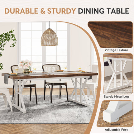 Tribesigns Dining Table, Farmhouse 70.8-Inch Kitchen Table for 6 People Tribesigns, 5