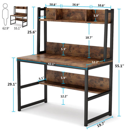 Tribesigns Computer Desk, Home Office Study Desk with Hutch and Shelves Tribesigns, 7