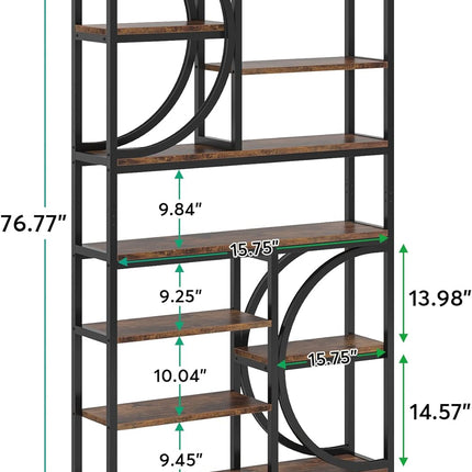 Tribesigns Bookshelf, Industrial 8-Tier Etagere Bookcases Open Display Shelves Tribesigns, 7