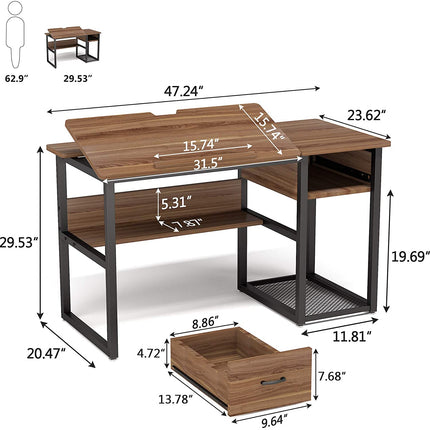 Tribesigns Drafting Table, Drawing Computer Desk with Storage Drawers Tribesigns, 6