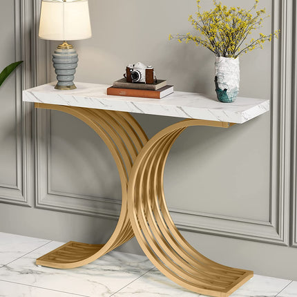 Console Table, Modern Faux Marble Entryway Sofa Table