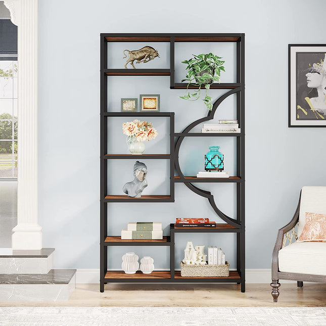 Tribesigns Bookshelf, 11-Shelves Staggered Etagere 75-Inch Tall Bookcase Tribesigns