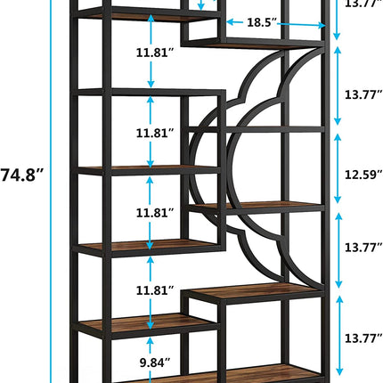 Tribesigns Bookshelf, 11-Shelves Staggered Etagere 75” Tall Bookcase Tribesigns, 4