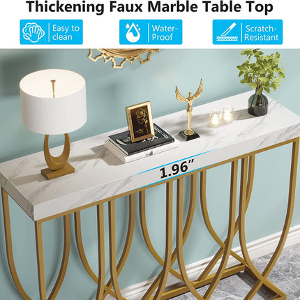 Tribesigns Console Table, 39.4” Faux Marble Sofa Table with Geometric Metal Legs Tribesigns, 6