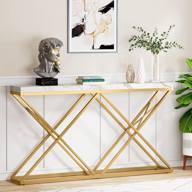 Console Table, 55-Inch Modern Entryway Sofa Table