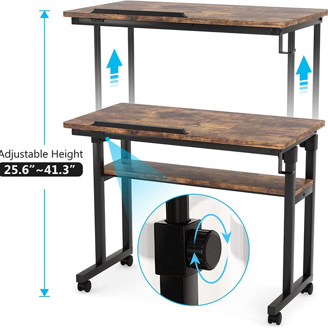 Standing Desk, Stand up desk, Ergonomic Desk, Portable Standing Desk, Height Adjustable Desk, Rolling Desk, Tribesigns, 2