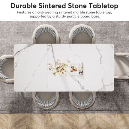 Tribesigns Dining Table, 63" Marble Sintered Stone Kitchen Table with Metal Legs Tribesigns, 5