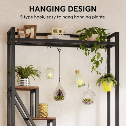 Tribesigns Plant Stand, 7-Tier 70.9-Inch Tall Flower Plant Shelf with 5 S-Hooks, 4