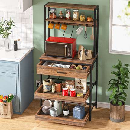 Kitchen stand, Bakers Rack, with Power Outlets, 5-Tier
