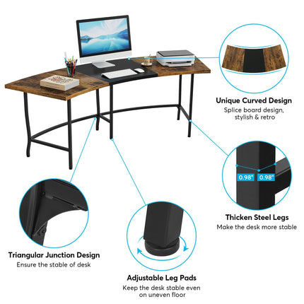 Computer Desk, 71-Inch, Executive Desk, with Arc-Shaped Tabletop, Modern Computer Desk,  Tribesigns, 5