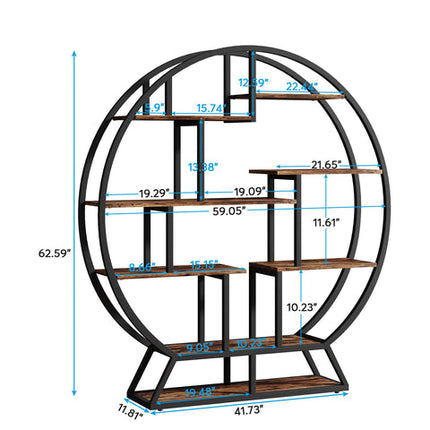 Tribesigns Bookshelf, 63 Inch Round Etagere Bookcase with Staggered Shelves Tribesigns, 7
