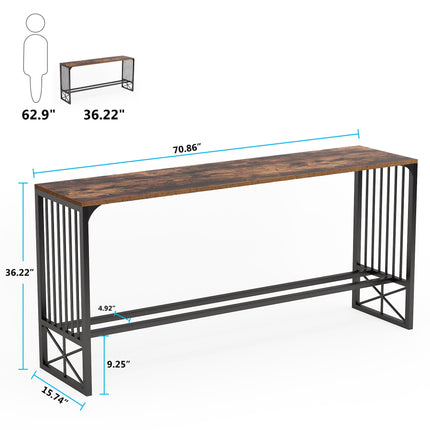 Tribesigns Console 70.9 inch Industrial Sofa Pub Table, Rustic Tribesigns, 7