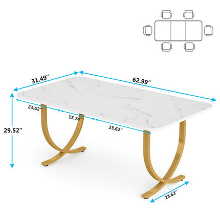 Tribesigns Dining Table, 63-Inch Modern Kitchen Table with Faux Marble Table Top Tribesigns, 6